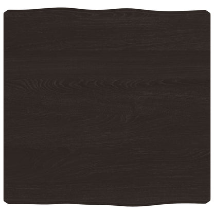 Piano Tavolo Marrone Scuro 40x40x(2-6)cm in Rovere Non Trattato