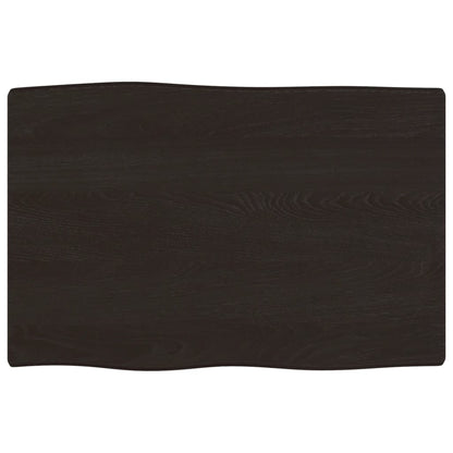 Piano Tavolo Marrone Scuro 60x40x2 cm in Rovere Non Trattato