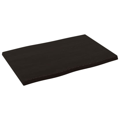 Piano Tavolo Marrone Scuro 60x40x2 cm in Rovere Non Trattato