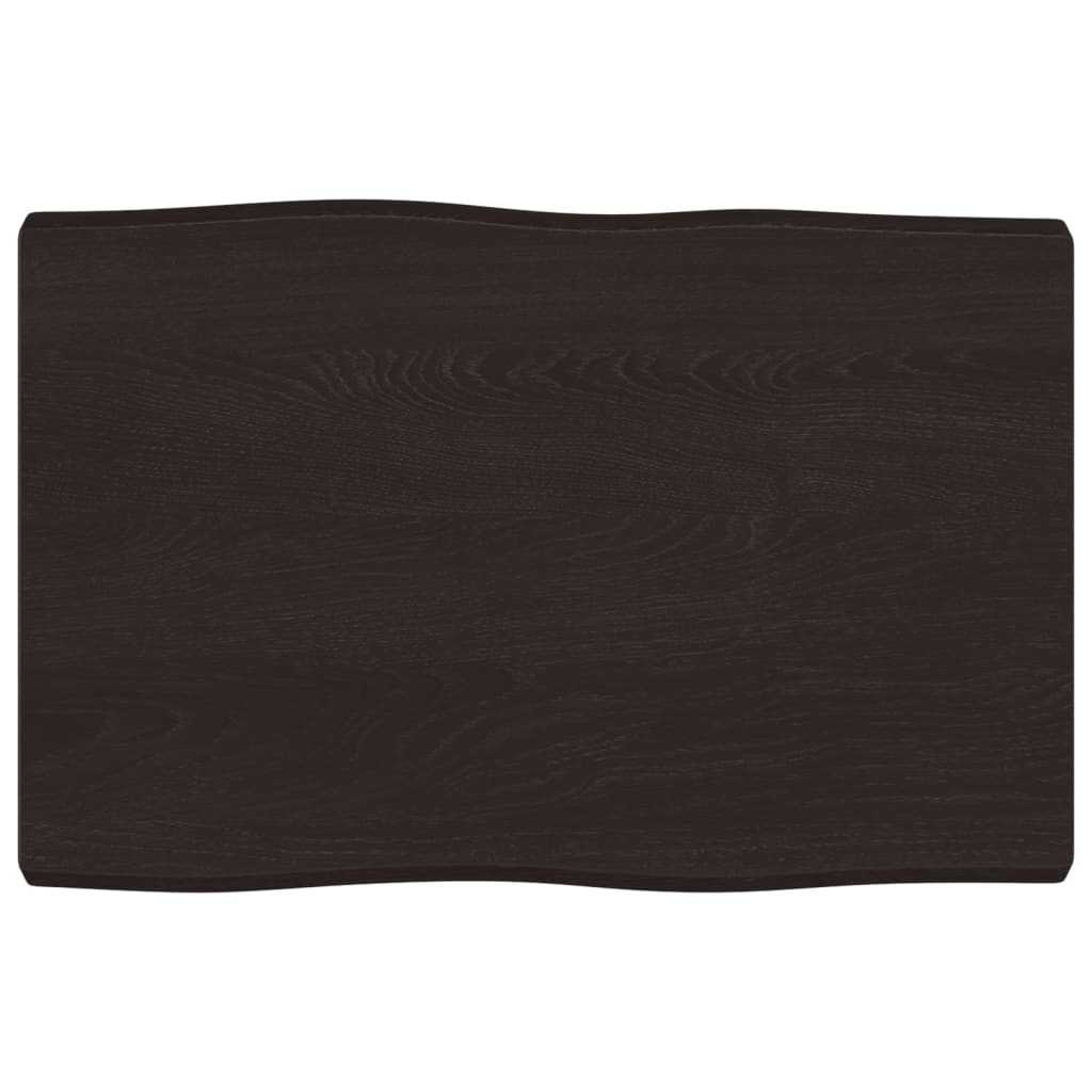 Piano Tavolo Marrone Scuro 60x40x(2-4)cm in Rovere Non Trattato