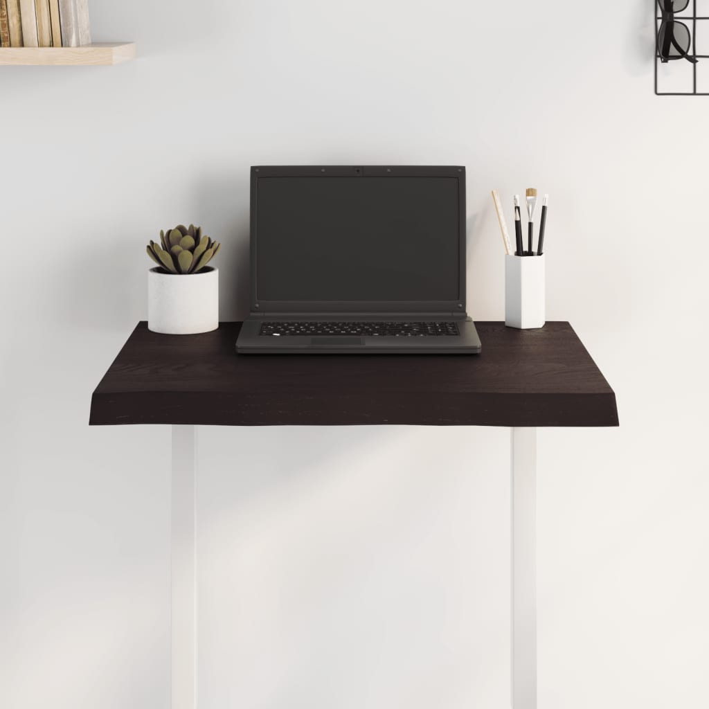 Piano Tavolo Marrone Scuro 60x40x(2-4)cm in Rovere Non Trattato