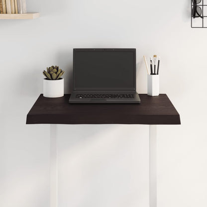 Piano Tavolo Marrone Scuro 60x40x(2-4)cm in Rovere Non Trattato