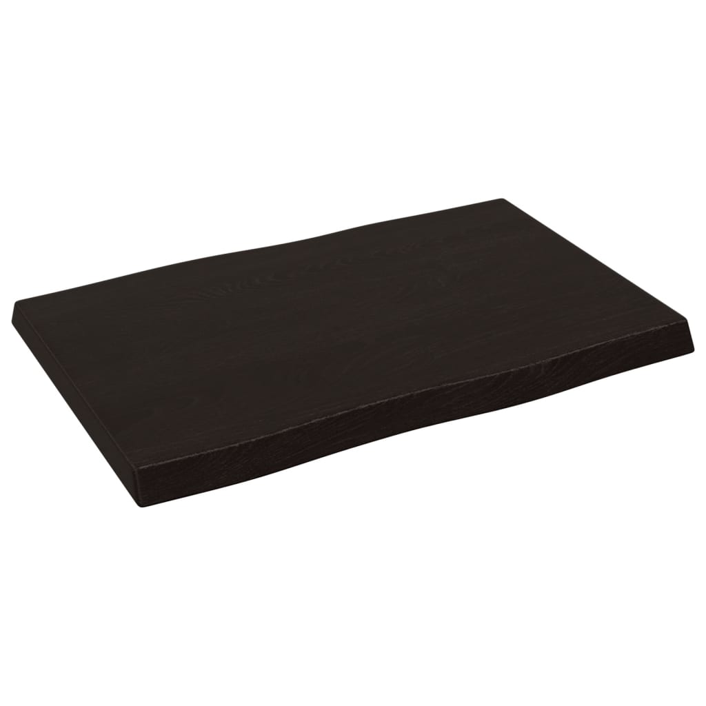 Piano Tavolo Marrone Scuro 60x40x(2-4)cm in Rovere Non Trattato