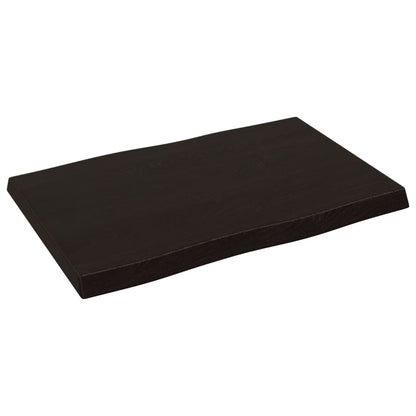 Piano Tavolo Marrone Scuro 60x40x(2-4)cm in Rovere Non Trattato