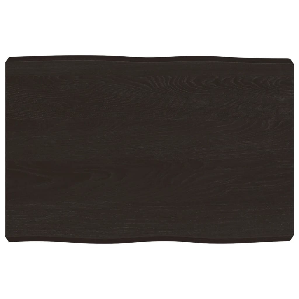 Piano Tavolo Marrone Scuro 60x40x(2-6)cm in Rovere Non Trattato