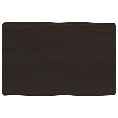 Piano Tavolo Marrone Scuro 60x40x(2-6)cm in Rovere Non Trattato
