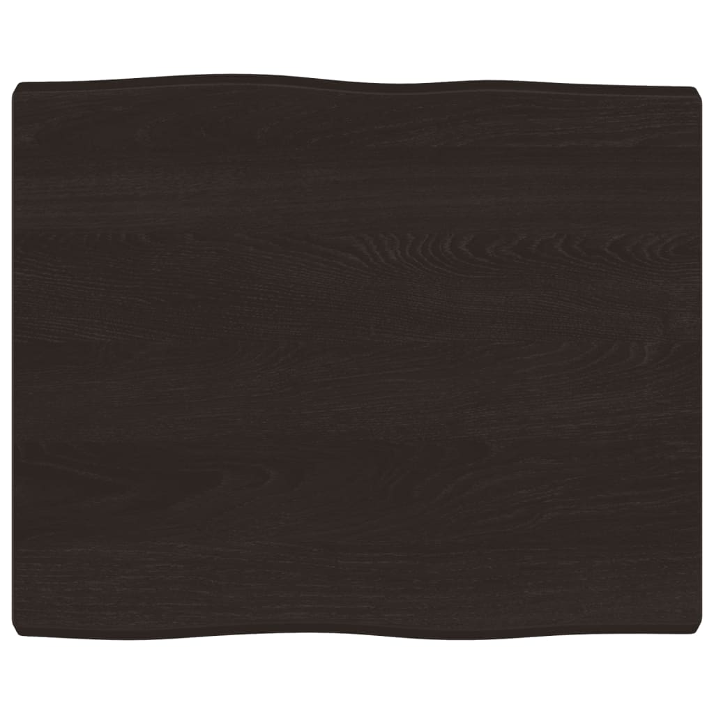 Piano Tavolo Marrone Scuro 60x50x(2-4)cm in Rovere Non Trattato
