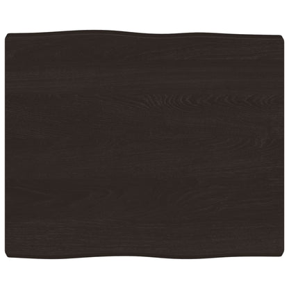 Piano Tavolo Marrone Scuro 60x50x(2-4)cm in Rovere Non Trattato