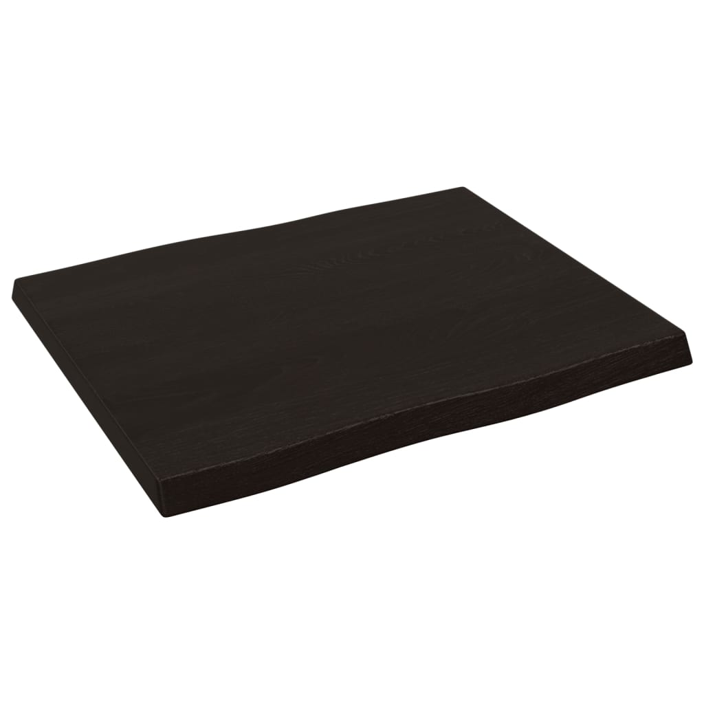 Piano Tavolo Marrone Scuro 60x50x(2-4)cm in Rovere Non Trattato