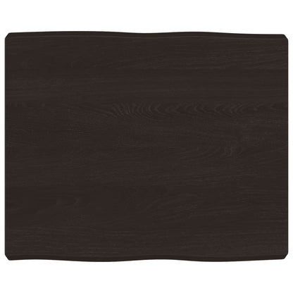 Piano Tavolo Marrone Scuro 60x50x(2-6)cm in Rovere Non Trattato