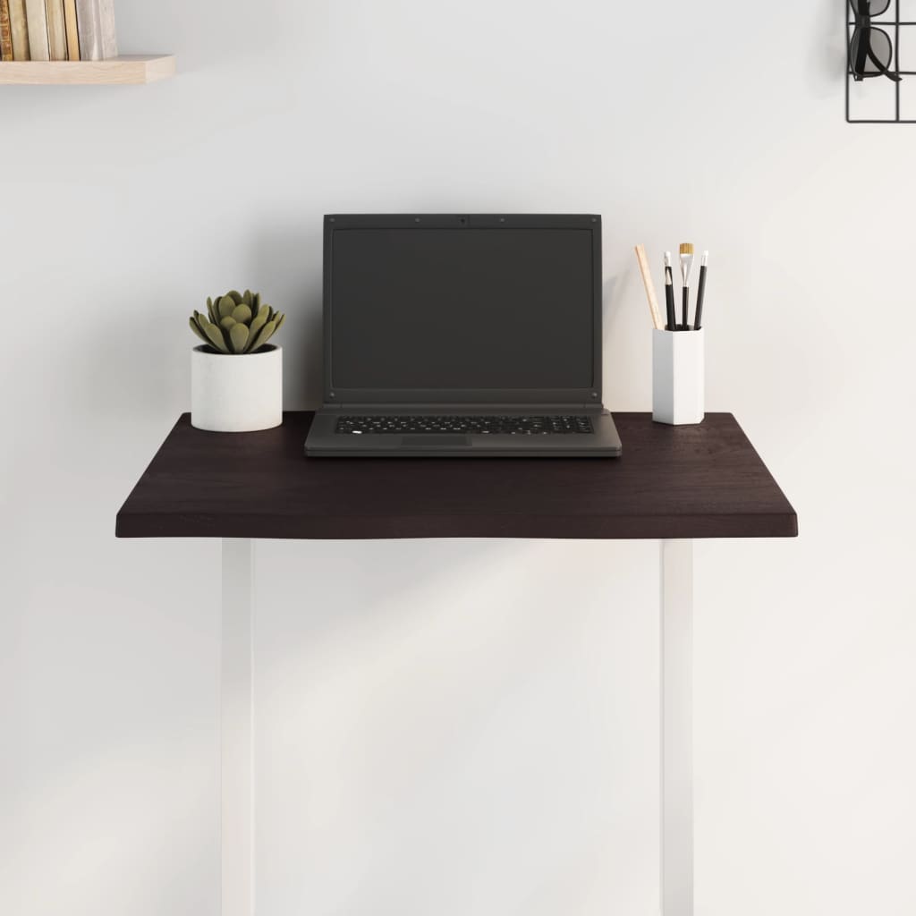 Piano Tavolo Marrone Scuro 60x60x2 cm in Rovere Non Trattato