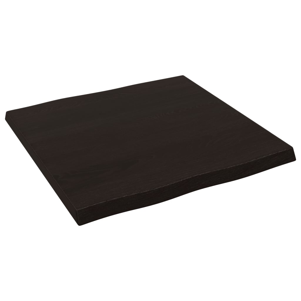 Piano Tavolo Marrone Scuro 60x60x(2-4)cm in Rovere Non Trattato