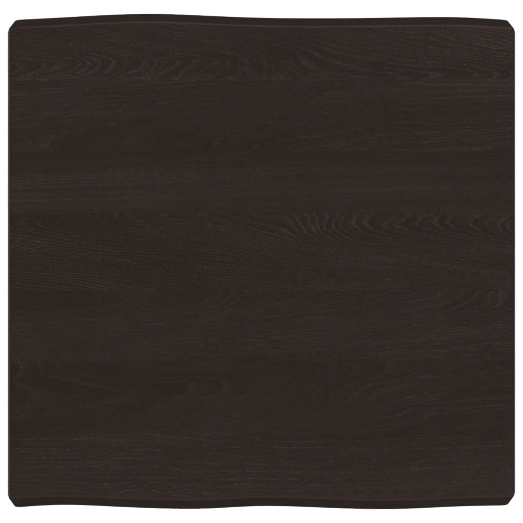 Piano Tavolo Marrone Scuro 60x60x(2-6)cm in Rovere Non Trattato