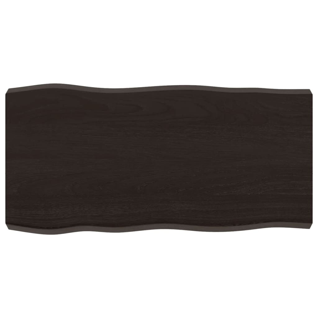 Piano Tavolo Marrone Scuro 80x40x(2-6)cm in Rovere Non Trattato