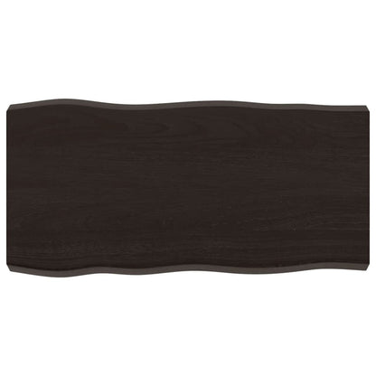Piano Tavolo Marrone Scuro 80x40x(2-6)cm in Rovere Non Trattato