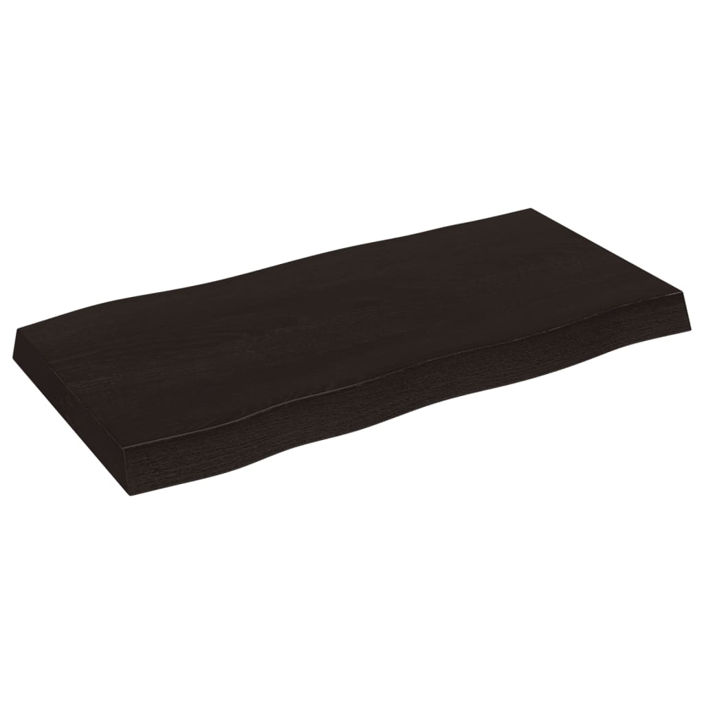 Piano Tavolo Marrone Scuro 80x40x(2-6)cm in Rovere Non Trattato