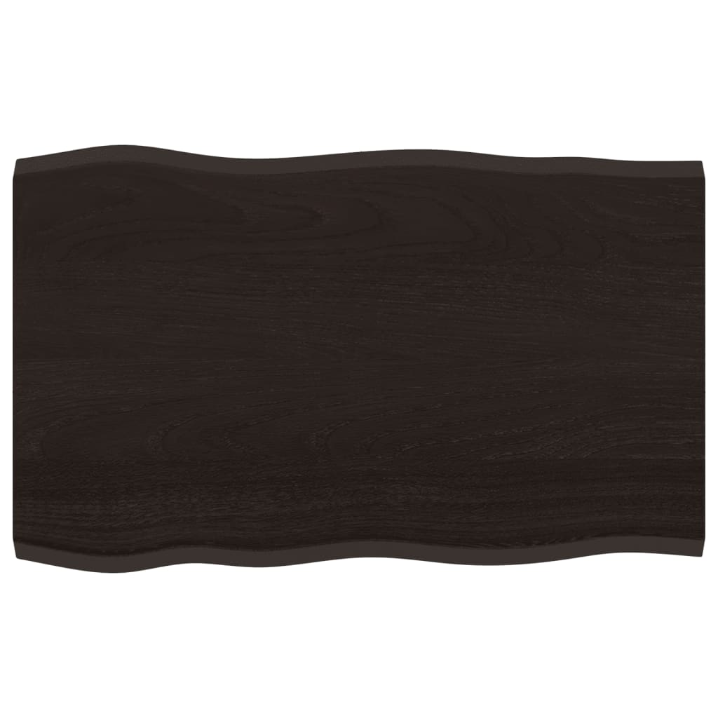 Piano Tavolo Marrone Scuro 80x50x2 cm in Rovere Non Trattato