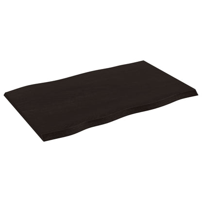 Piano Tavolo Marrone Scuro 80x50x2 cm in Rovere Non Trattato