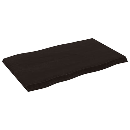 Piano Tavolo Marrone Scuro 80x50x(2-4)cm in Rovere Non Trattato