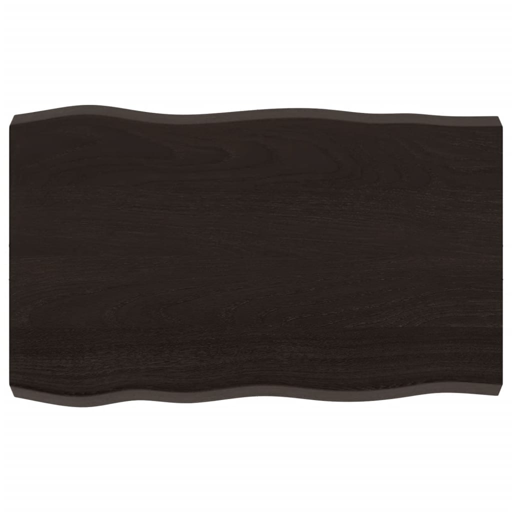 Piano Tavolo Marrone Scuro 80x50x(2-6)cm in Rovere Non Trattato