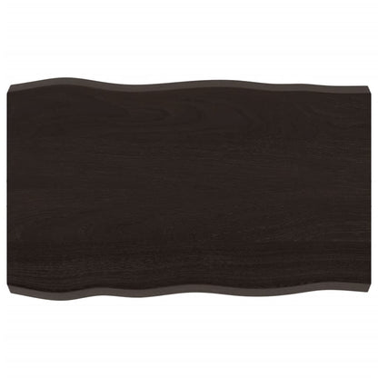 Piano Tavolo Marrone Scuro 80x50x(2-6)cm in Rovere Non Trattato