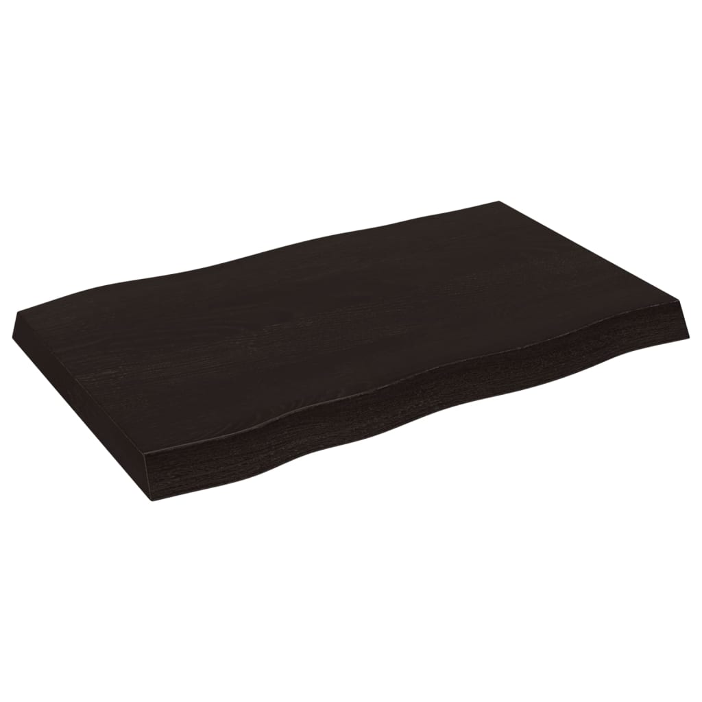 Piano Tavolo Marrone Scuro 80x50x(2-6)cm in Rovere Non Trattato