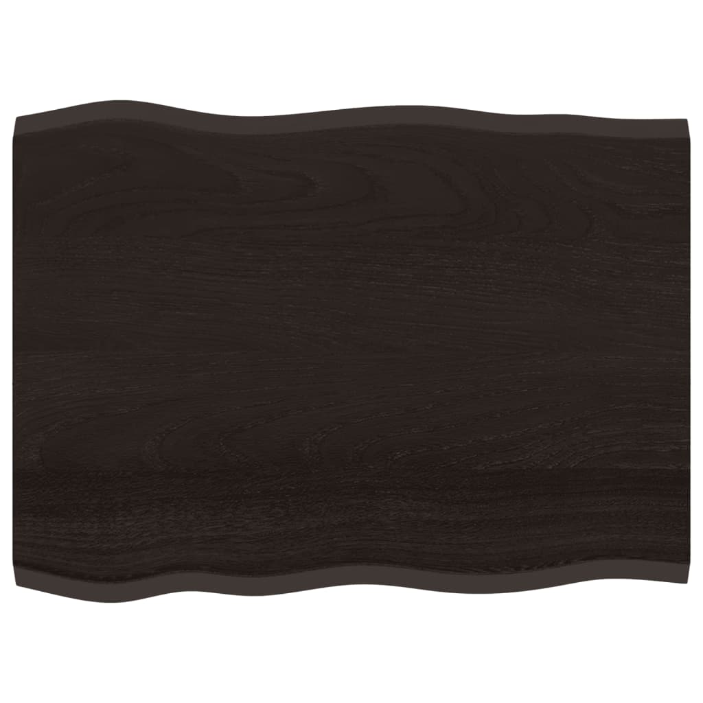 Piano Tavolo Marrone Scuro 80x60x2 cm in Rovere Non Trattato