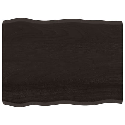 Piano Tavolo Marrone Scuro 80x60x2 cm in Rovere Non Trattato