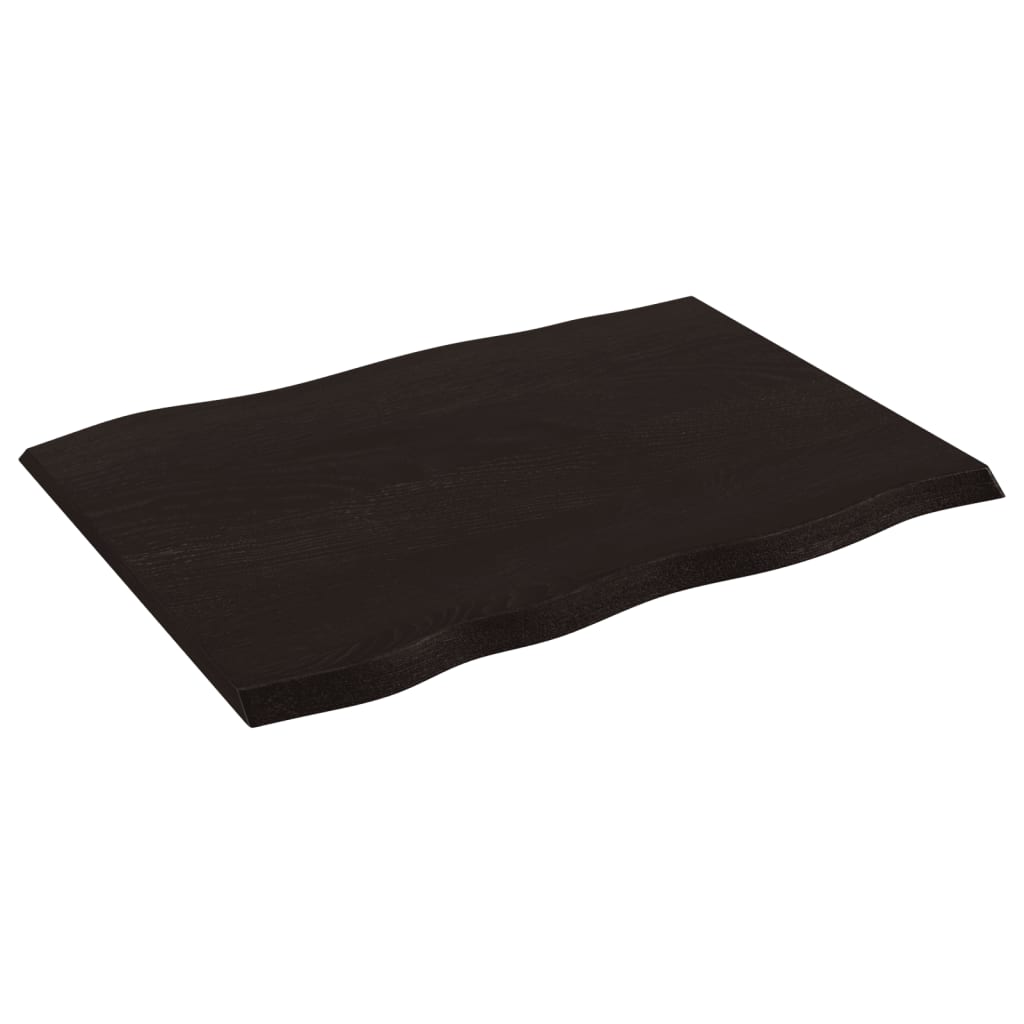 Piano Tavolo Marrone Scuro 80x60x2 cm in Rovere Non Trattato