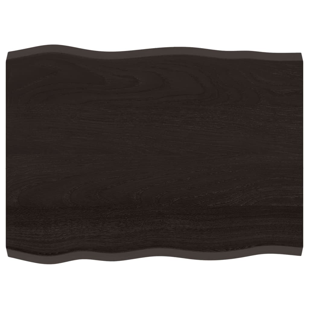 Piano Tavolo Marrone Scuro 80x60x(2-4)cm in Rovere Non Trattato
