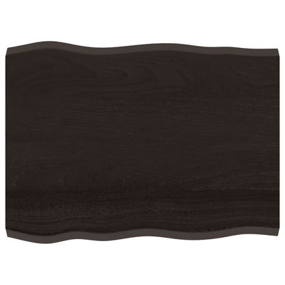 Piano Tavolo Marrone Scuro 80x60x(2-4)cm in Rovere Non Trattato