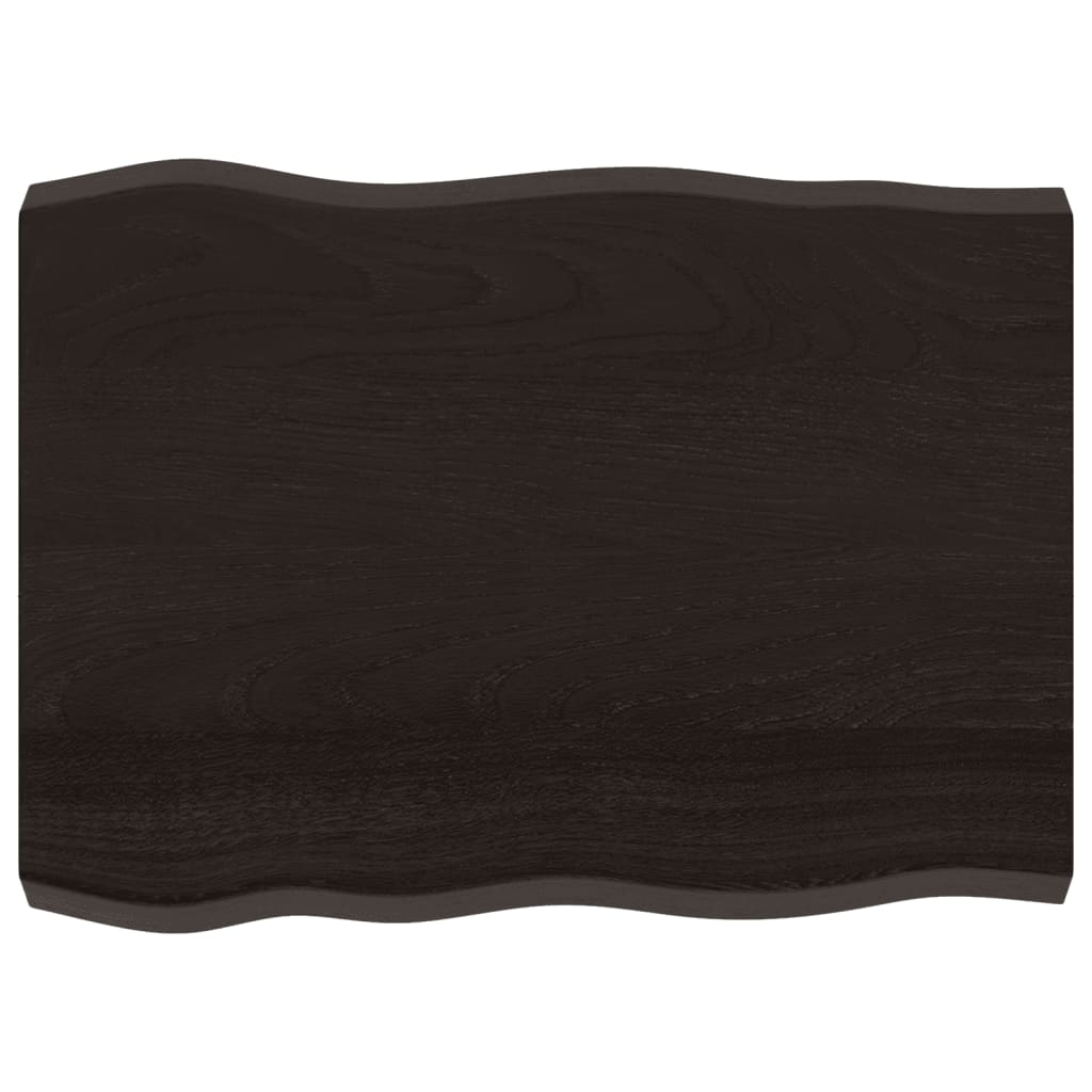 Piano Tavolo Marrone Scuro 80x60x(2-6)cm in Rovere Non Trattato