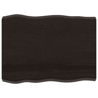 Piano Tavolo Marrone Scuro 80x60x(2-6)cm in Rovere Non Trattato