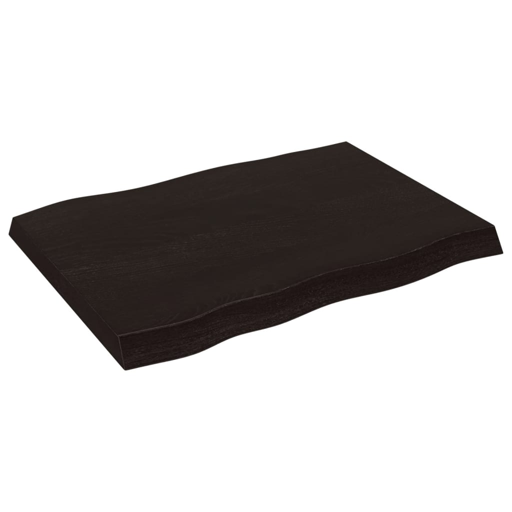 Piano Tavolo Marrone Scuro 80x60x(2-6)cm in Rovere Non Trattato