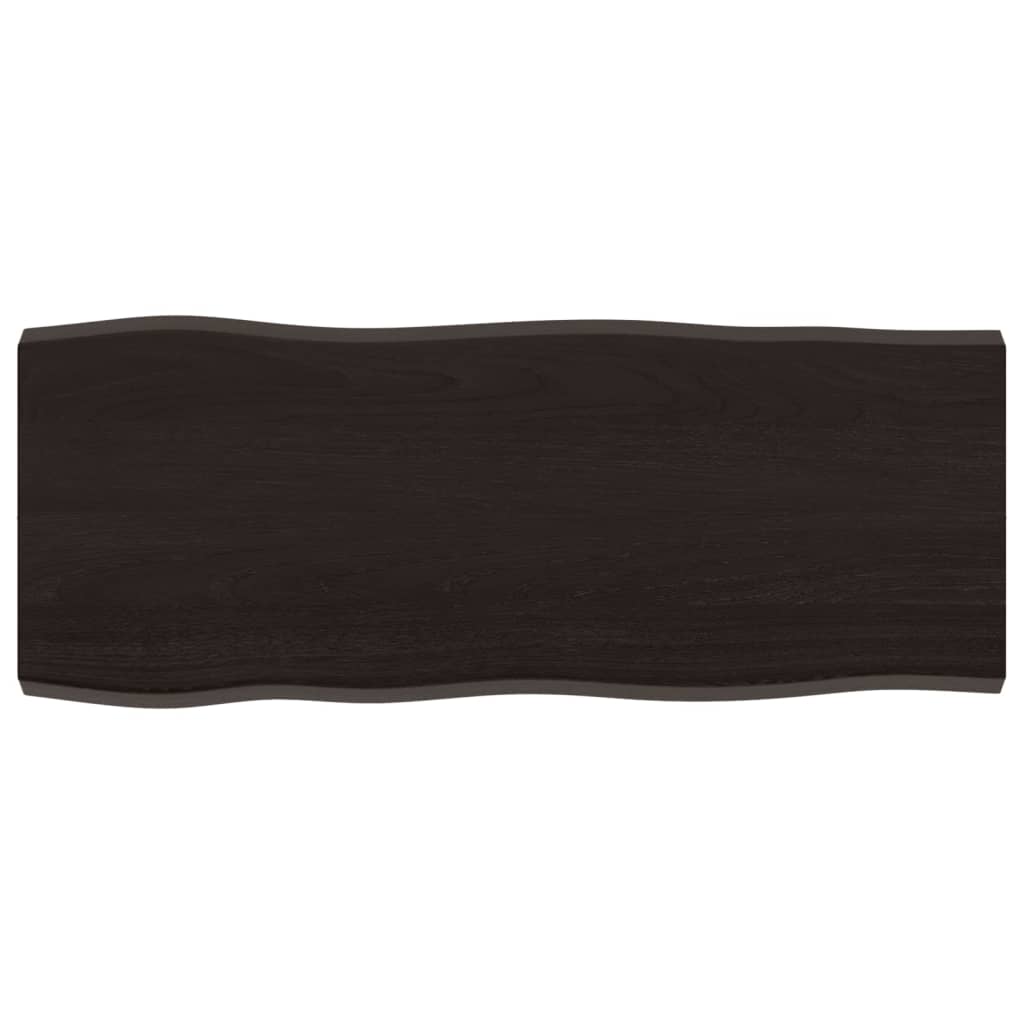 Piano Tavolo Marrone Scuro 100x40x(2-4)cm Rovere Non Trattato