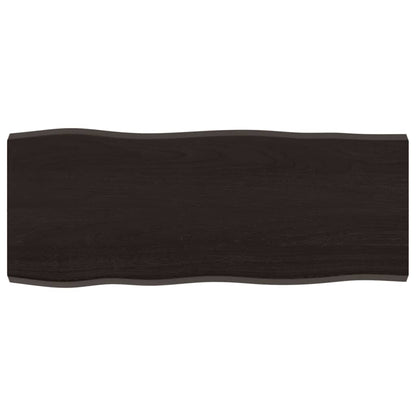 Piano Tavolo Marrone Scuro 100x40x(2-4)cm Rovere Non Trattato
