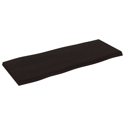 Piano Tavolo Marrone Scuro 100x40x(2-4)cm Rovere Non Trattato