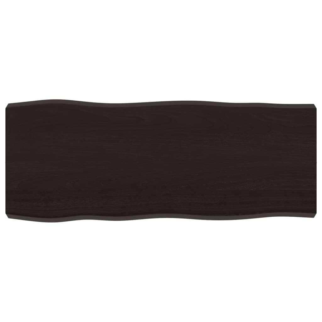 Piano Tavolo Marrone Scuro 100x40x(2-6)cm Rovere Non Trattato