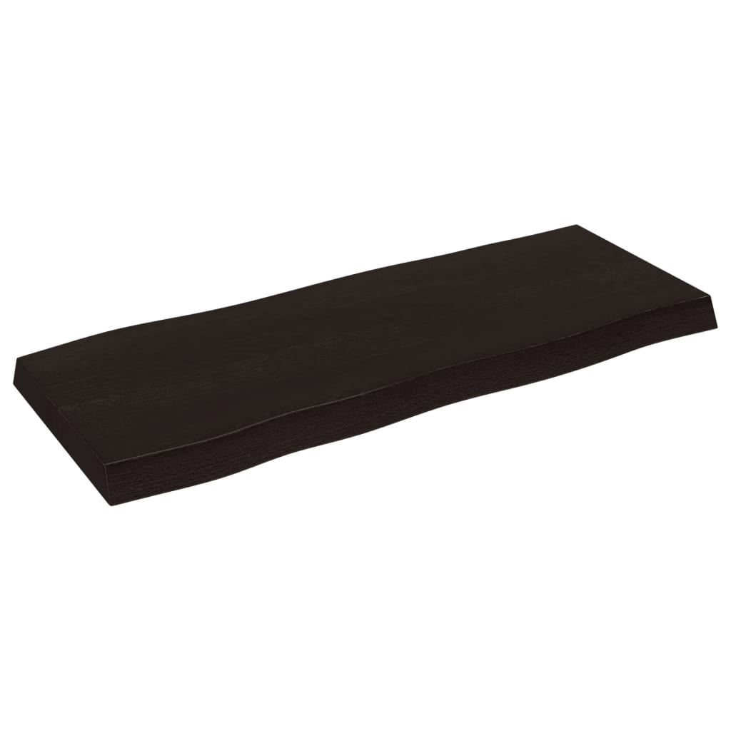Piano Tavolo Marrone Scuro 100x40x(2-6)cm Rovere Non Trattato