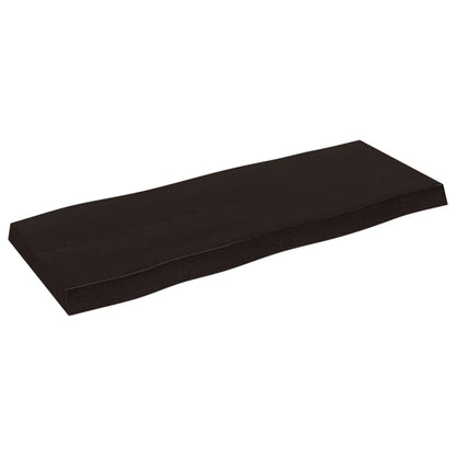 Piano Tavolo Marrone Scuro 100x40x(2-6)cm Rovere Non Trattato