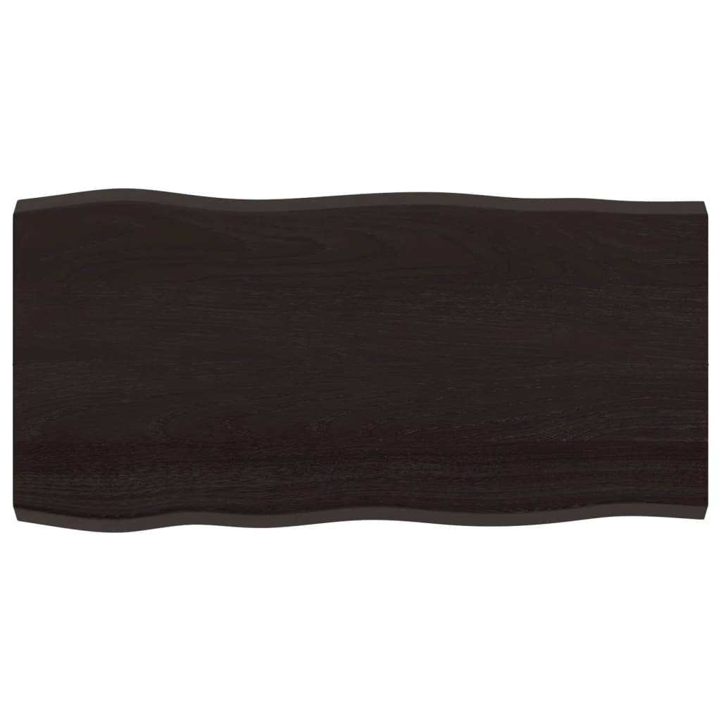Piano Tavolo Marrone Scuro 100x50x(2-4)cm Rovere Non Trattato