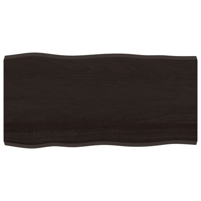 Piano Tavolo Marrone Scuro 100x50x(2-4)cm Rovere Non Trattato
