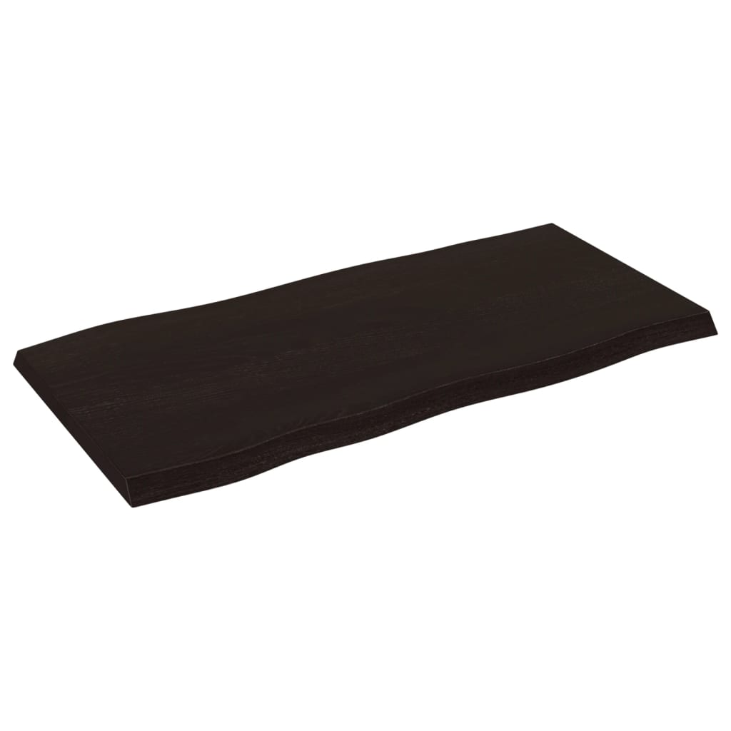 Piano Tavolo Marrone Scuro 100x50x(2-4)cm Rovere Non Trattato