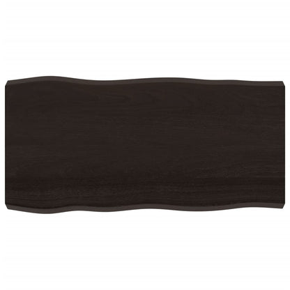 Piano Tavolo Marrone Scuro 100x50x(2-6)cm Rovere Non Trattato