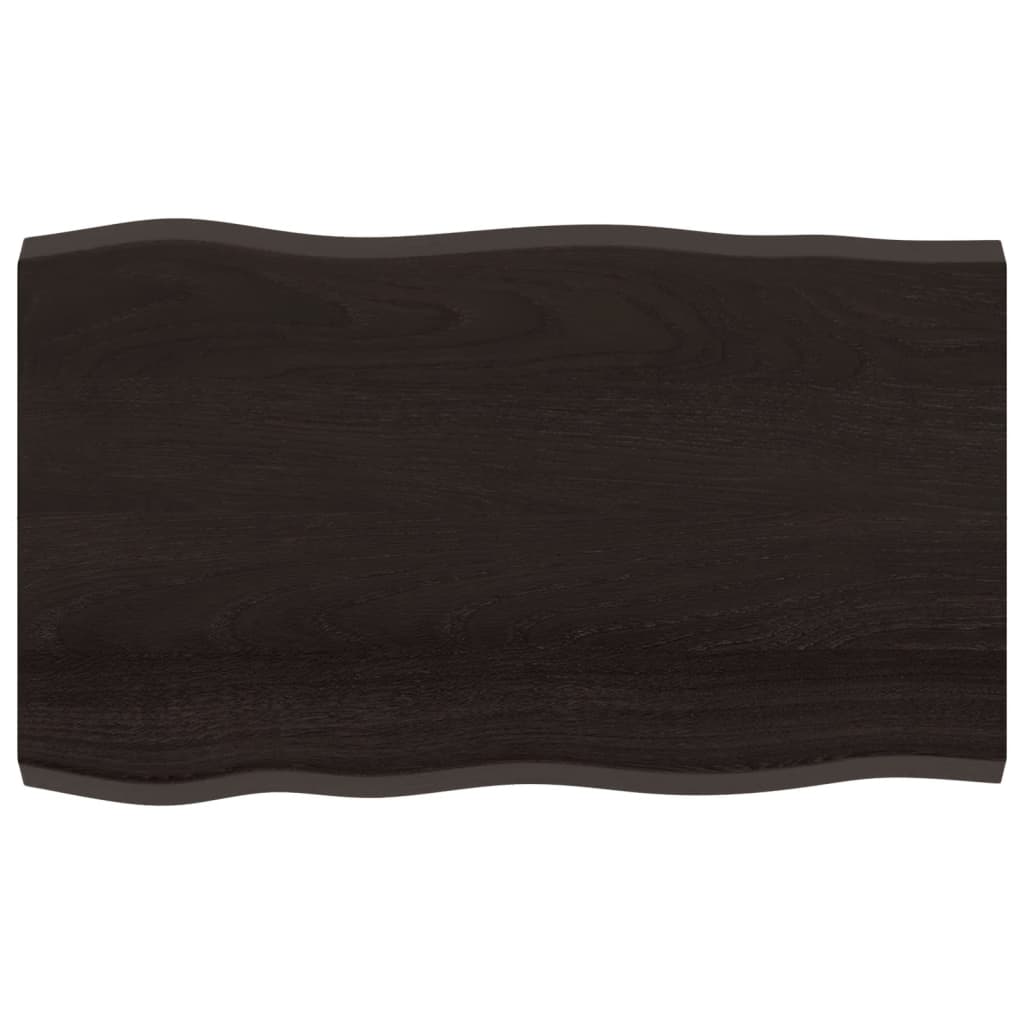 Piano Tavolo Marrone Scuro 100x60x(2-4)cm Rovere Non Trattato