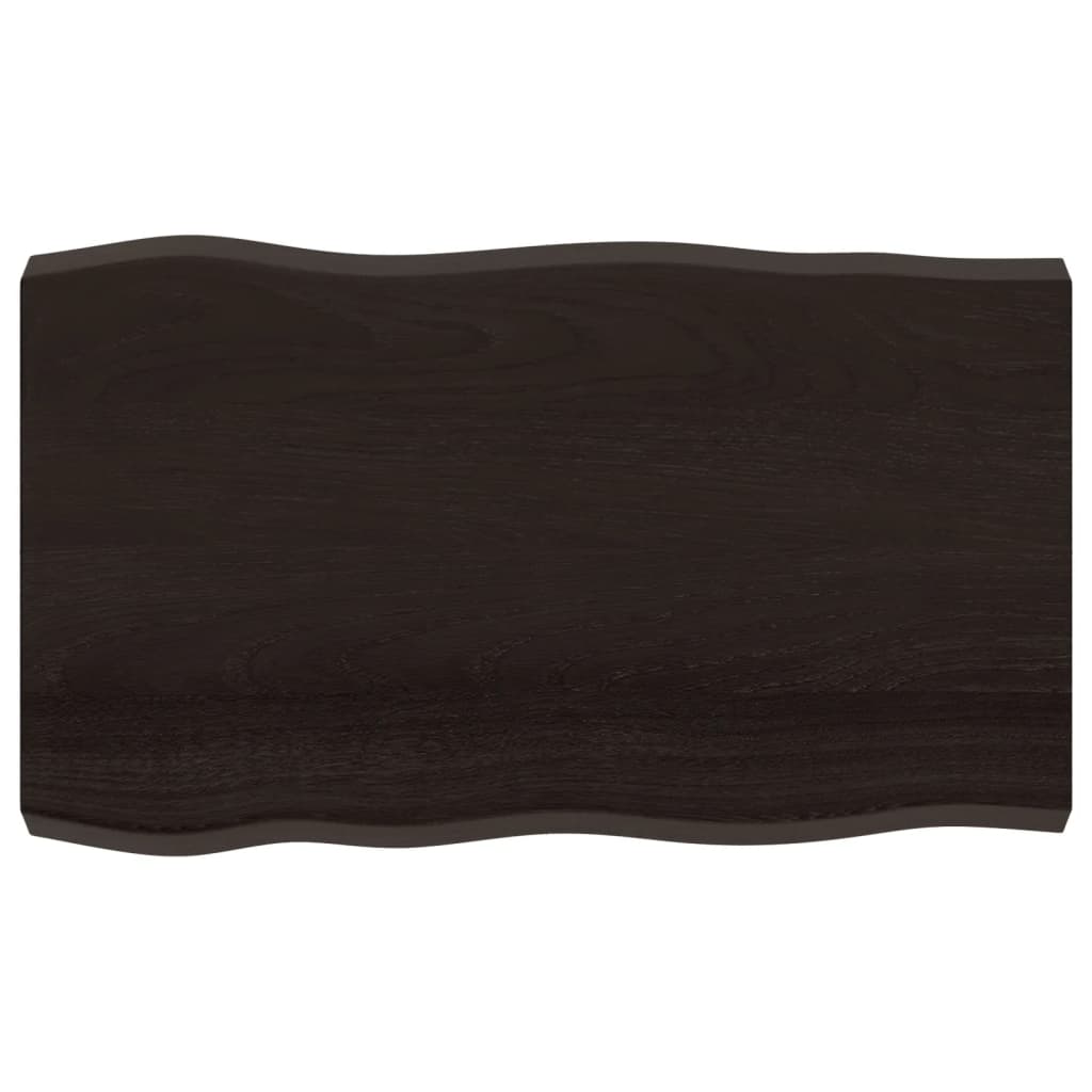 Piano Tavolo Marrone Scuro 100x60x(2-6)cm Rovere Non Trattato