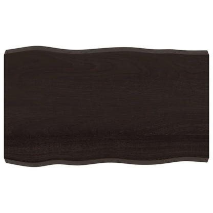 Piano Tavolo Marrone Scuro 100x60x(2-6)cm Rovere Non Trattato
