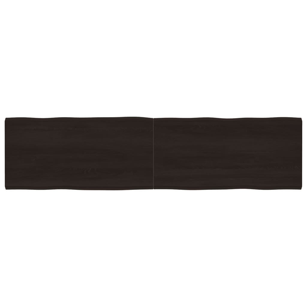 Piano Tavolo Marrone Scuro 200x50x(2-6) cm Rovere Non Trattato