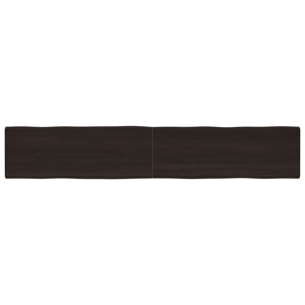 Piano Tavolo Marrone Scuro 220x40x(2-6)cm Rovere Non Trattato