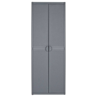 Armadio da Giardino Grigio 65x45x172 cm in Rattan PP